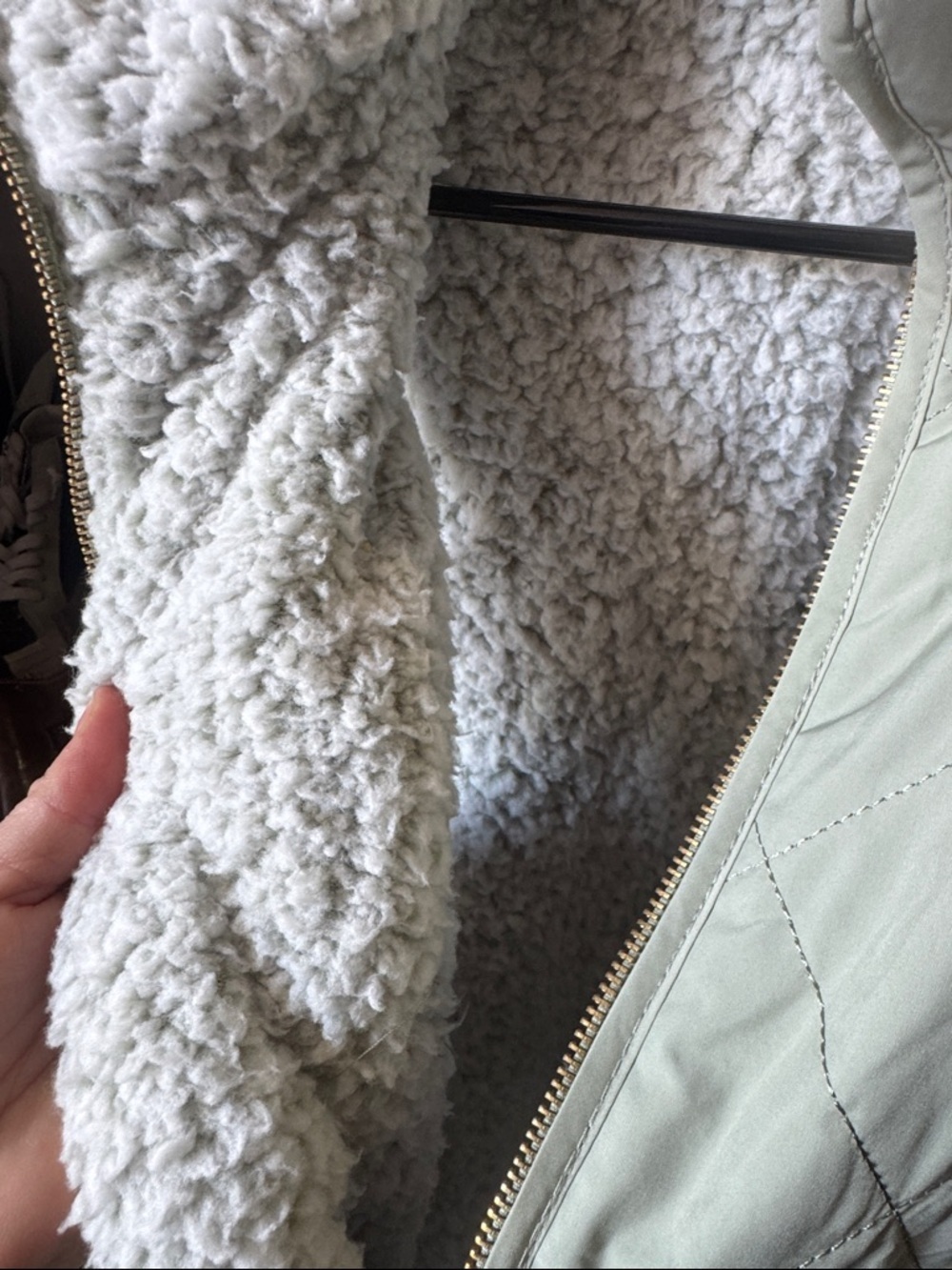 Quilted Sherpa-Lined Vest in Light Sage - Picture 2 of 5